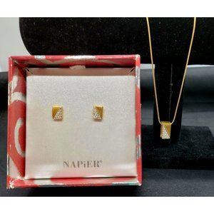 Napier Gold & Beaded Neckace and Earrings Set